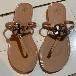 Tory Burch Nude Sandals with Logo Accent